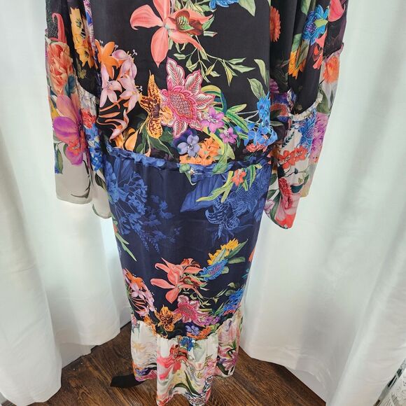 NEW Johnny Was Neon Jungle Mix Tier Dress Women S Silk Blend Tropical Boho Beach - Picture 9 of 13